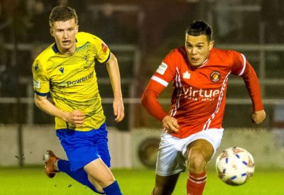 Ebbsfleet United Josh Wright reacts to 2-2 draw against Enfield Town in National League South