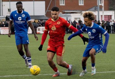 Whitstable Town manager Jamie Coyle reacts to their FA Vase fifth round defeat to Cockfosters on penalties