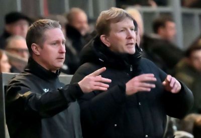 Dartford assistant manager Roland Edge reacts to 2-2 Isthmian Premier derby draw at champions-elect Folkestone Invicta
