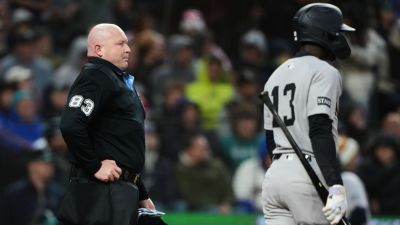 Aaron Boone - Luis Castillo - Giancarlo Stanton - Cal Raleigh - Yankees go 5 for 5 on ABS challenges in loss to Mariners - ESPN - espn.com - New York