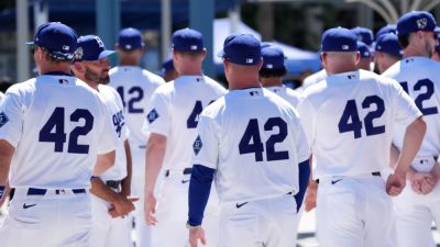 Will Smith - Jackie Robinson - Shohei Ohtani - Tyler Glasnow - MLB honors Jackie Robinson's legacy, 79th anniversary of his debut - ESPN - espn.com - New York - Los Angeles - state Missouri - county Major