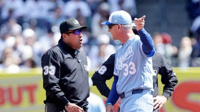 Jim Macisaac - Brad Penner - Royals manager Matt Quatraro ejected before team throws a single pitch vs Yankees - foxnews.com - New York - state New York - county Bronx