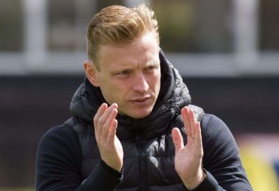 Ebbsfleet United manager Josh Wright reacts to 4-0 home win over Hampton & Richmond as National League South play-off race goes to final game of the season