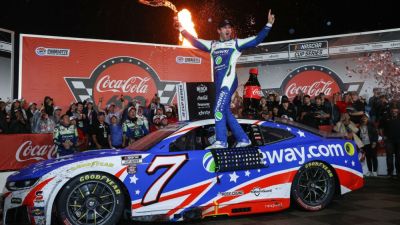 Denny Hamlin - Kyle Busch - Daniel Suarez - Joe Gibbs - Daniel Suarez wins emotional Coca-Cola 600 as Kyle Busch honored - ESPN - espn.com