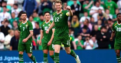 Captain Nathan Collins’ header gives Ireland victory over Qatar