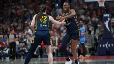 Aliyah Boston, Caitlin Clark first WNBA teammates with 30-point double-doubles - ESPN