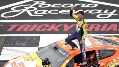 Denny Hamlin wins at Pocono for third straight NASCAR Cup victory - ESPN