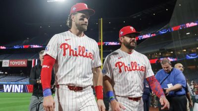 Chris Szagola - Philadelphia Phillies - Bryce Harper - Kyle Schwarber - Rob Thomson - Bryce Harper hits for cycle, Kyle Schwarber blasts three homers in Phillies blowout win over Mets - foxnews.com - New York - state Pennsylvania - county Park