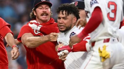 Rob Manfred - Dan Dakich - Southern - Willson Contreras at the center of benches-clearing scuffle, throws helmet at Nationals pitcher - foxnews.com - Washington - Chad - county Park