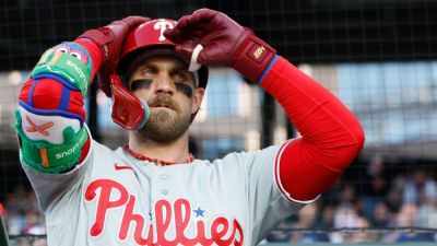 Philadelphia Phillies - Don Mattingly - Tommy John - Bryce Harper - Alec Bohm - Luis Arraez - Bryce Harper returns to Phillies' outfield after Luis Arraez trade - ESPN - espn.com - New York - San Francisco