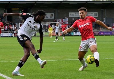 Dartford player-manager Ben Greenhalgh reacts to 1-0 Isthmian Premier derby win over Chatham Town