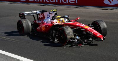 Lewis Hamilton crashes in Madrid before ignoring Ferrari instruction to stop car